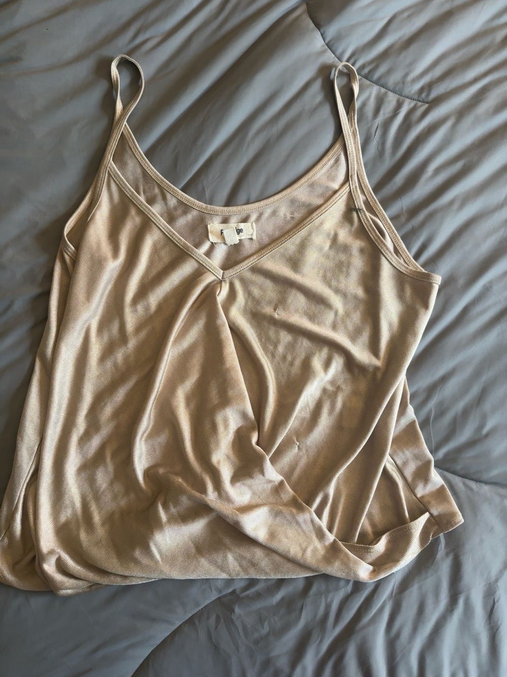 Porridge Beige Ribbed Swing Cami Tank Top Size Medium